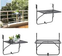 vidaXL Table de balcon Noir 60x40 cm Acier - Table de balcon - Tables de balcon - Table d'appoint