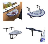vidaXL Table de balcon suspendue Mosaïque bleue et blanche - Table de balcon - Tables de balcon - Table d'appoint