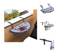 vidaXL Table de balcon suspendue Mosaïque bleue et blanche - Tables de jardin