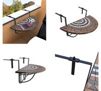 vidaXL Table de balcon suspendue Mosaïque Terracotta et Blanc - Table de balcon - Tables de balcon - Table d'appoint