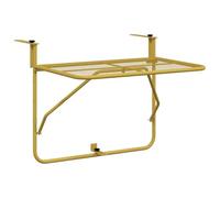 vidaXL Table de Balcon Table Basse Suspendue Table d'Appoint Pliable Meuble de Jardin Rampe Terrasse Patio Extérieur Doré 60x40 cm Acier
