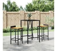vidaXL Table de bar avec plateau en verre noir 70x70x110 cm Poly rotin