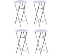 vidaXL Table de bar 4 pcs avec dessus de table en MDF Blanc blanc G