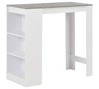 vidaXL Table de Bar avec Étagère, Table de Bistro, Table de Salle à Manger, Meuble de Rangement Pub Cuisine Maison Intérieur, Blanc
