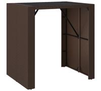 vidaXL Table de bar avec plateau en verre brun 105x80x110 cm Poly rotin