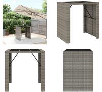 vidaXL Table de bar avec plateau en verre Gris 105x80x110 cm en rotin synthétique - Table de bar avec plateau en verre - Tables de bar avec plateau en verre - Table de fête - Table de bistrot