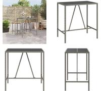 vidaXL Table de bar avec plateau en verre Gris 110x70x110 cm Poly Rotin - Table de bar avec plateau en verre - Tables de bar avec plateau en verre - Table de fête - Bistrotisch