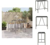 vidaXL Table de bar avec plateau en verre Gris 110x70x110 cm Poly rotin - Tables de jardin