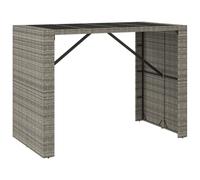 vidaXL Table de bar avec plateau en verre Gris 145x80x110 cm Poly rotin