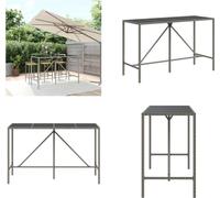 vidaXL Table de bar avec plateau en verre Gris 180x70x110 cm Poly Rotin - Table de bar avec plateau en verre - Tables de bar avec plateau en verre - Table de fête - Bistrotisch