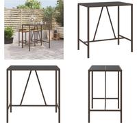 vidaXL Table de bar avec plateau en verre Marron 110x70x110 cm Poly Rotin - Table de bar avec plateau en verre - Tables de bar avec plateau en verre - Table de fête - Bistrotisch
