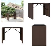 vidaXL Table de bar avec plateau en verre Marron 145x80x110 cm Poly Rotin - Table de bar avec plateau en verre - Tables de bar avec plateau en verre - Table de fête - Table de bistrot