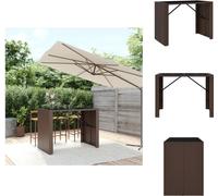 vidaXL Table de bar avec plateau en verre Marron 145x80x110 cm Poly rotin - Tables de jardin