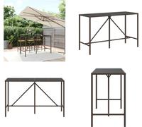vidaXL Table de bar avec plateau en verre Marron 180x70x110 cm Poly Rotin - Table de bar avec plateau en verre - Tables de bar avec plateau en verre - Table de fête - Bistrotisch