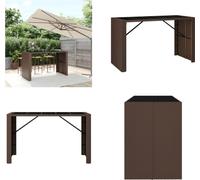 vidaXL Table de bar avec plateau en verre Marron 185x80x110 cm Poly Rotin - Table de bar avec plateau en verre - Tables de bar avec plateau en verre - Table de fête - Bistrotisch
