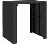 vidaXL Table de bar avec plateau en verre noir – poly rotin 105x80x110 cm
