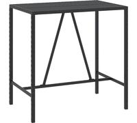 vidaXL Table de bar avec plateau en verre noir 110x70x110 cm Poly rotin