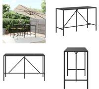 vidaXL Table de bar avec plateau en verre Noir 180x70x110 cm Poly Rotin - Table de bar avec plateau en verre - Tables de bar avec plateau en verre - Table de fête - Bistrotisch
