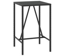 vidaXL Table de bar avec plateau en verre noir 70x70x110 cm Poly rotin