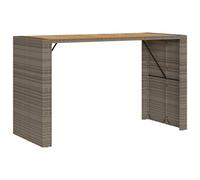 vidaXL Table de bar de jardin avec plateau en bois gris 185x80x110 cm Polyrattan