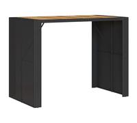 vidaXL Table de bar de jardin avec plateau en bois noir 145x80x110 cm Polyrattan