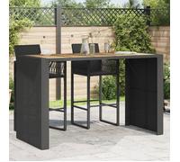 vidaXL Table de bar de jardin Polyrattan plateau en bois noir 185x80x110 cm