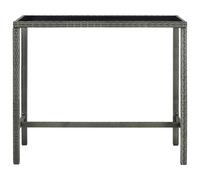 vidaXL Table de bar de jardin 130x60x110 cm Poly rotin et verre Gris