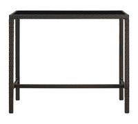 vidaXL Table de bar de jardin marron 130x60x110 cm Poly rotin et verre