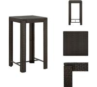 vidaXL Table de bar de jardin marron 60,5x60,5x110,5 cm Poly rotin - Tables de jardin