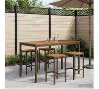 vidaXL Table de bar d'extérieur, couleur bois naturel et marron, 147 x 88,5 x 105 cm