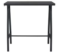 vidaXL Table de bar de jardin noire 110x60x110 cm verre trempé