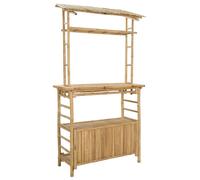 vidaXL Table de bar d'extérieur, couleur naturelle, 110 x 50 x 210 cm, en bambou