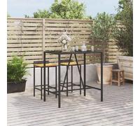 vidaXL Table de bar en poly rotin noir