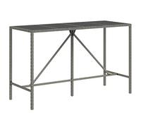 vidaXL Table de Bar et Dessus en Verre Gris 180x70x110 cm Poly rotin, Table de fête, Table de pub, Table de Bar de Petit déjeuner, Table de bistrot