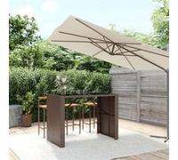 vidaXL Table de bar avec plateau en verre brun 145x80x110 cm Poly rotin