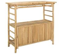 vidaXL Table de bar extérieure Naturel 110 x 50 x 105 cm Bambou, Table de bar tendance, résistante, pour l'extérieur, parfaite pour soirées d’été, jardin, déco écolo et minimaliste