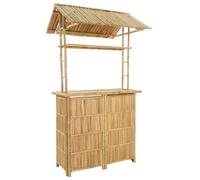 vidaXL Table de bar extérieure Naturel 115 x 95 x 214 cm Bambou, Table de bar tendance, résistante, pour l'extérieur, parfaite pour soirées d’été, jardin, déco écolo et minimaliste