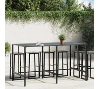vidaXL Table de bar noire 200x100x110 cm Acier revêtu par poudre