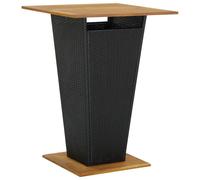 vidaXL Table de bar – Poly rotin et bois massif d'acacia – Noir 80x80x110 cm