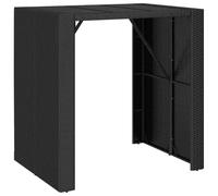 vidaXL Table de bar avec plateau en verre noir 105x80x110 cm Poly rotin