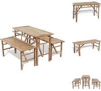 vidaXL Table de bière avec 2 bancs 100 cm Bambou - Ensembles de meubles de jardin