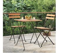 vidaXL Table de bistrot pliante 55x54x71 cm bois massif teck et acier