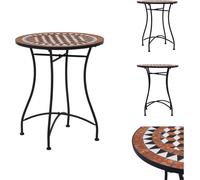 vidaXL Table de bistrot en céramique mosaïque marron 60 cm - Tables de jardin