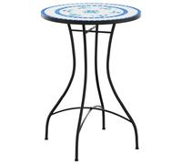 vidaXL Table de bistrot en mosaïque bleu et blanc Ø50x70 cm Céramique
