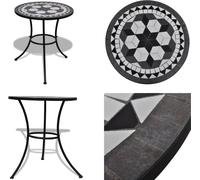 vidaXL Table de bistrot noir et blanc 60 cm Mosaïque - Table - Tables - Table de jardin