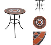 vidaXL Table de bistrot Terracotta-Rouge et Blanc 60 cm Mosaïque - Tables de jardin