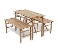 vidaXL Table de bière avec 2 bancs 100 cm bambou