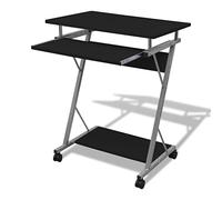 vidaXL Table de Bureau Noir PC Meuble Table d'Ordinateur Bureau Informatique