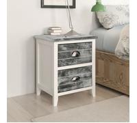 vidaXL Table de chevet 2 tiroirs – gris et blanc – lot de 2