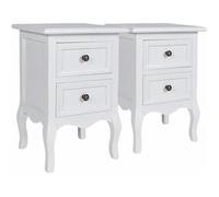 vidaXL 2X Table de Chevet 2 Tiroirs MDF Blanc Table de Nuit Chambre à Coucher